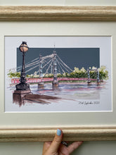 Personalised Albert Bridge London Giclee Art Print - Albert Bridge London - Engagement Location - Pretty London - Chelsea Battersea Wall Art