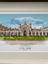 St Johns College Cambridge University Giclee Print - Personalised St Johns College Watercolour - Cambridge University Graduation Gift