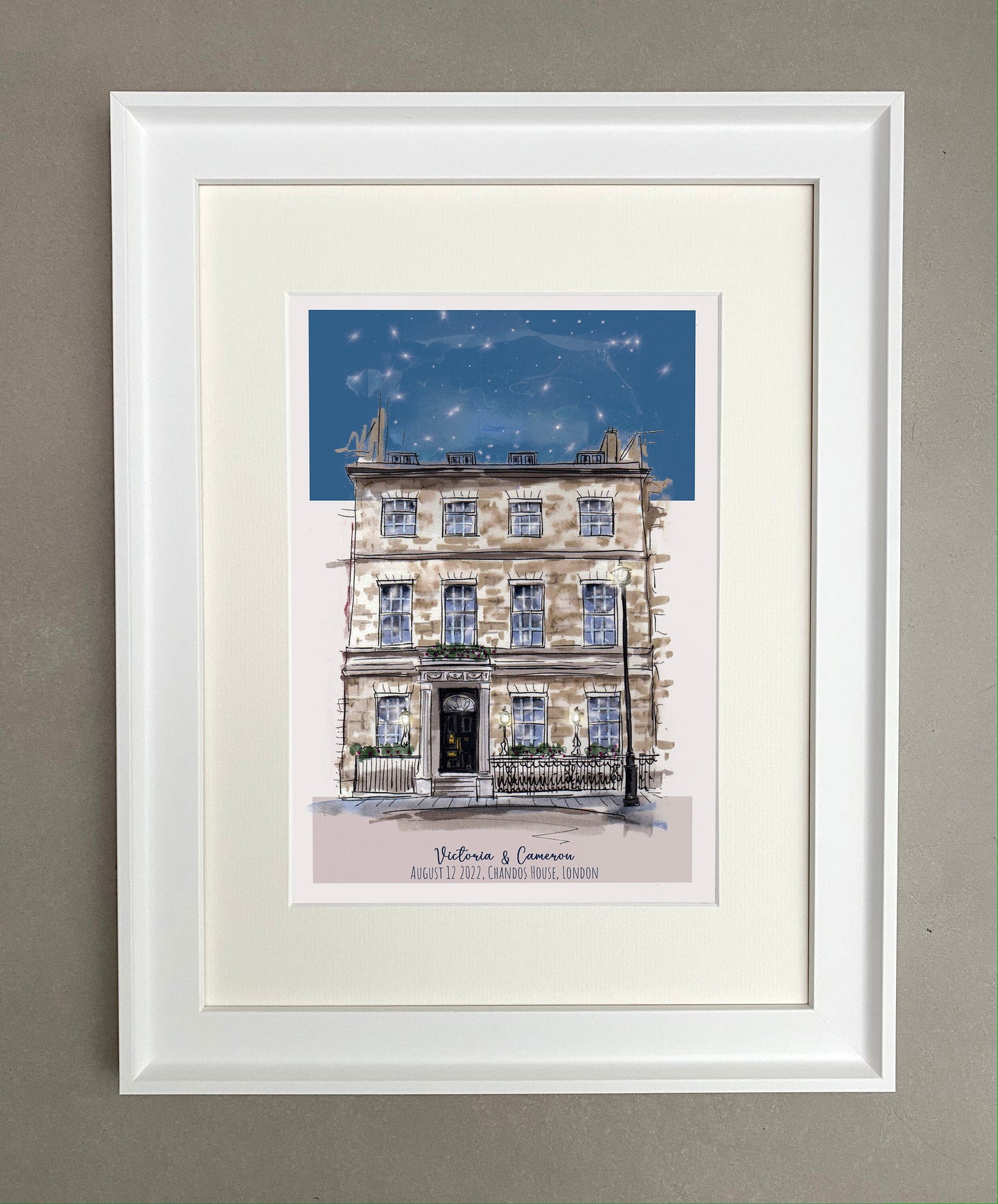 Personalised Chandos House London Giclee Art Print - Watercolour Art Illustration - Chandos House Marylebone - Chandos House Wedding Venue