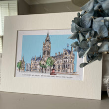 Personalised Manchester Town Hall Giclee Art Print - Manchester Town Hall Illustration - Manchester Town Hall Wedding or Anniversary Gift