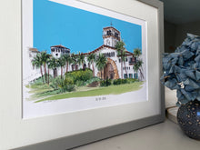 Santa Barbara Courthouse Art Print - Watercolour Hand Painted Santa Barbara Giclee Print - Santa Barbara Wedding Venue Print - Illustration