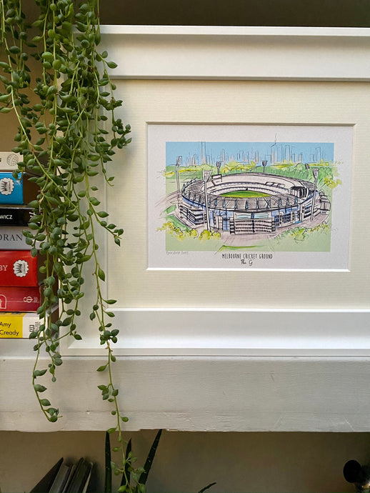 Melbourne Cricket Ground Print - The G Wall Art - Art Print Melbourne Cricket Ground Stadium - Hand Drawn Illustration MCG - Giclee Print