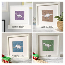 Childrens Personalised Dinosaur Giclee Print - T-Rex - Stegosaurus - Diplodocus - Ankylosaurus - Kids Room Box Print - Colourful DIno Print