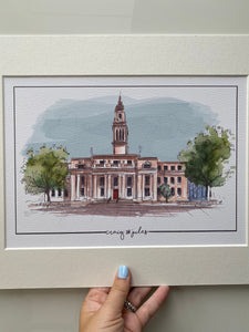 Personalised Marylebone Town Hall Giclee Art Print - Hand Drawn Print - Made to Order - Marylebone Town Hall - Wedding Venue Illustration