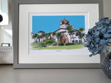 Santa Barbara Courthouse Art Print - Watercolour Hand Painted Santa Barbara Giclee Print - Santa Barbara Wedding Venue Print - Illustration