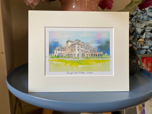 Gleneagles Hotel Perthshire Scotland Giclee Art Print - Gleneagles Wedding Gift - Gleneagles Golf gift - Gleneagles Anniversary illustration