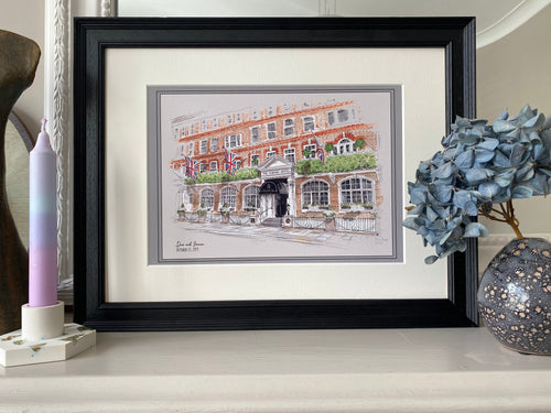 The Goring Hotel London Giclee Art Print - The Goring Illustration - Personalised Wedding Gift - The Goring London - Framed Wall Art