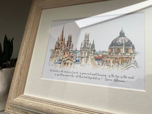 Personalised Oxford Spires Giclee Art Print - Hand Drawn Illustration - Oxford Spires England - Oxford Skyline - Oxford University Gift
