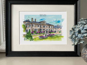 Personalised Down Hall Giclee Art Print - Down Hall Wedding Venue - Wedding Wall Art - Essex Wedding Present - Watercolour Illustration