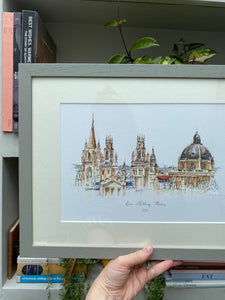 Personalised Oxford Spires Giclee Art Print - Hand Drawn Illustration - Oxford Spires England - Oxford Skyline - Oxford University Gift