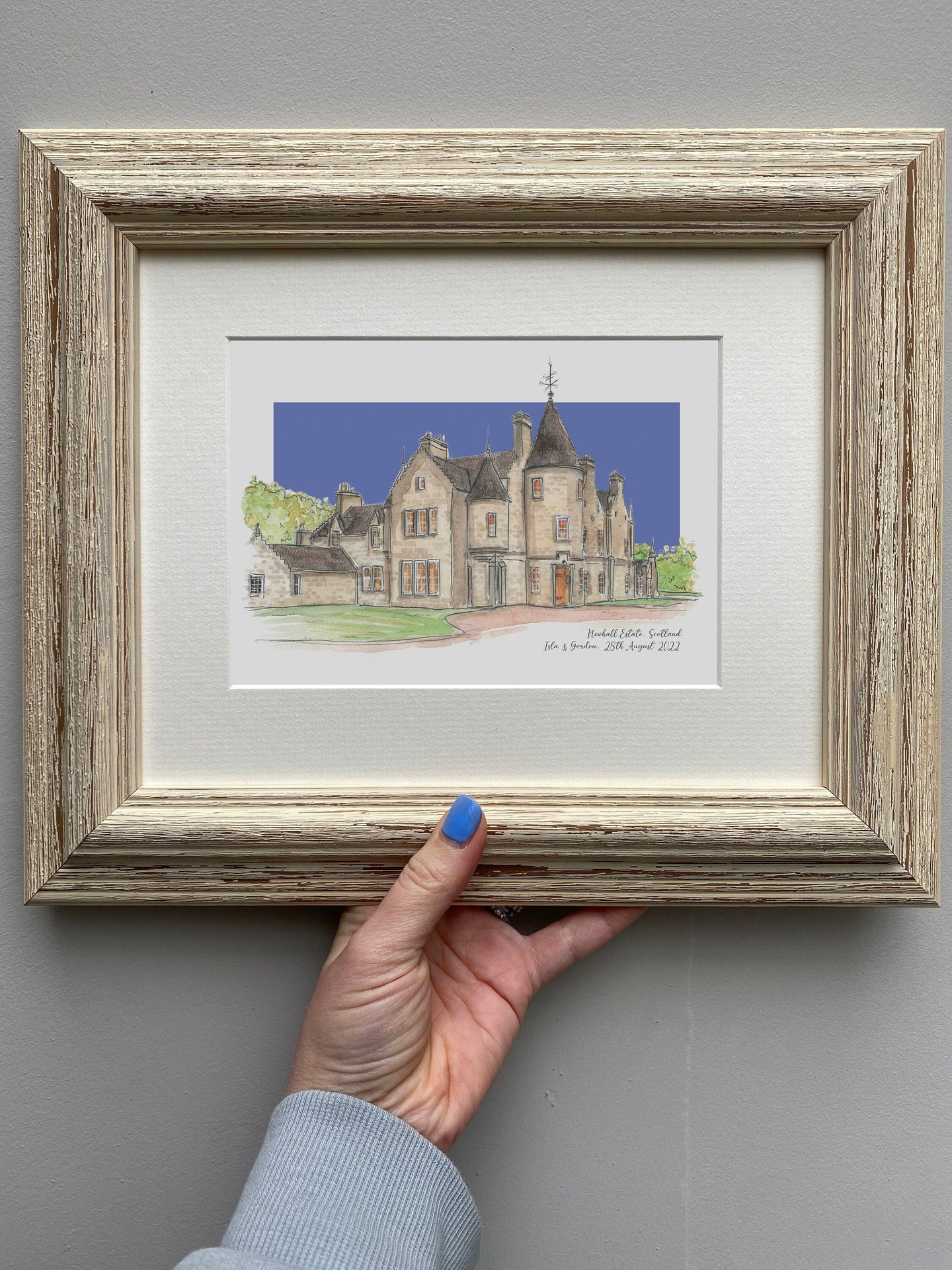 Newhall Estate Scotland Giclee Art Print - Personalised Newhall Estate Wedding Gift - Anniversary gift - Newhall Estate Watercolour Wall Art