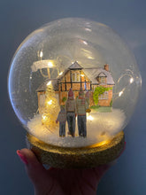 Light-up Christmas Snow Globe featuring your Home - Handmade Snow Globe - House Portrait inside a Glass Dome - Unique Christmas Ornament