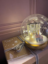 Light-up Christmas Snow Globe featuring your Home - Handmade Snow Globe - House Portrait inside a Glass Dome - Unique Christmas Ornament