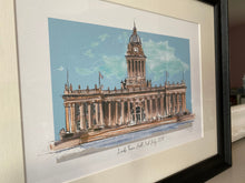 Personalised Leeds Town Hall Giclee Art Print - Leeds Town Hall Ceremony - Leeds Wedding - Leeds Civil Ceremony - Watercolour Illustration