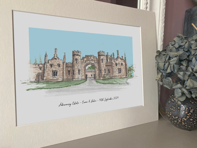 Abercairny Estate Scotland Giclee Art Print - Personalised Abercairny Estate Wedding Gift - Anniversary gift - Abercairny Estate Watercolour