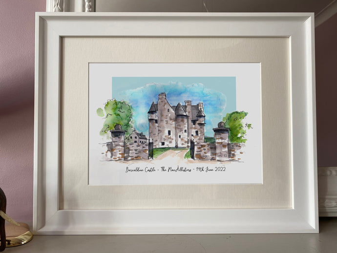 Barcaldine Castle Scotland Giclee Art Print - Personalised Barcaldine Castle Wedding Gift - Anniversary gift - Barcaldine Castle Watercolour