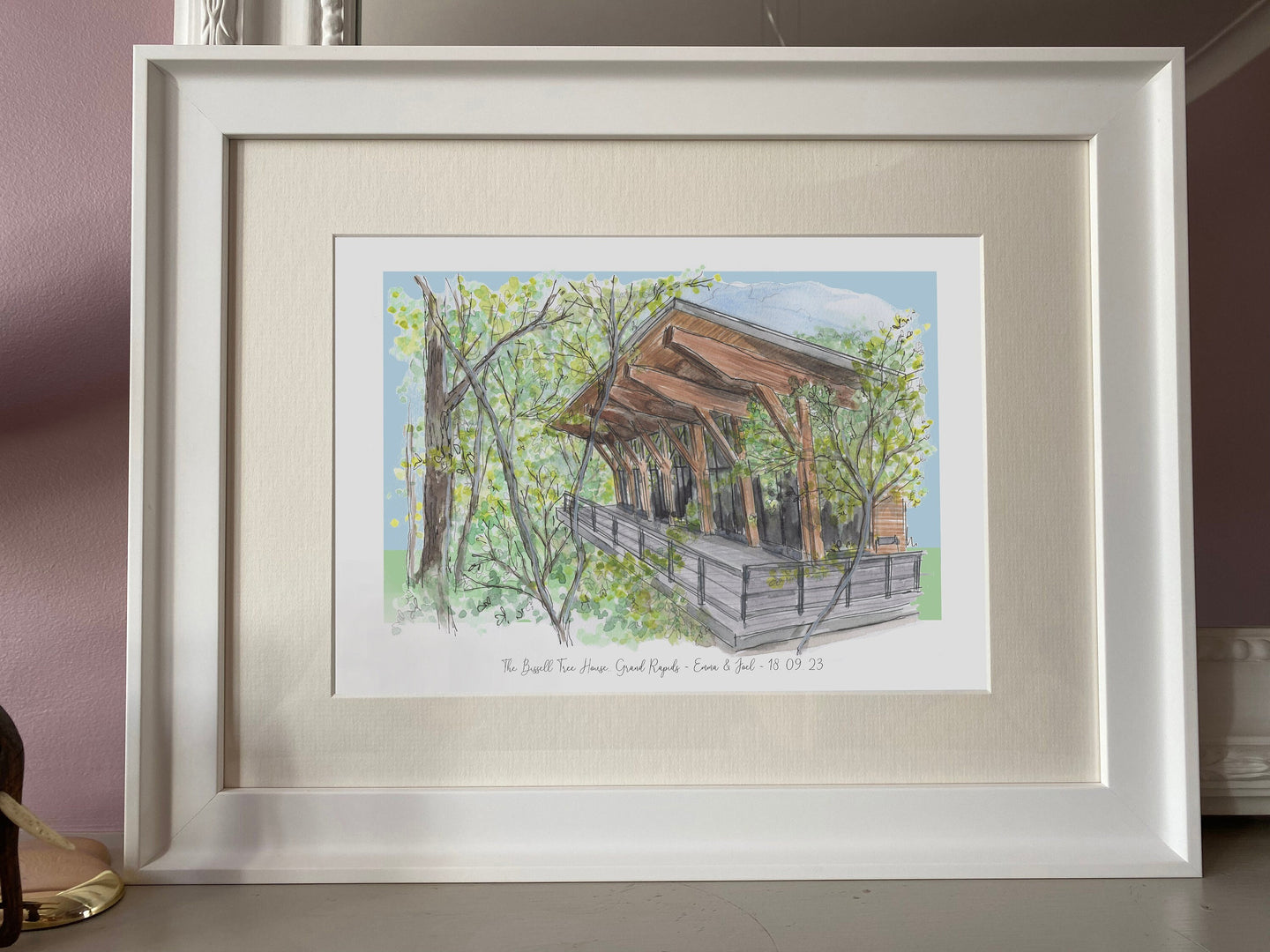 The Bissell Tree House Giclee Art Print - Watercolour Hand Drawn illustration - Made to Order - Grand Rapids Michigan Wedding Venue Art