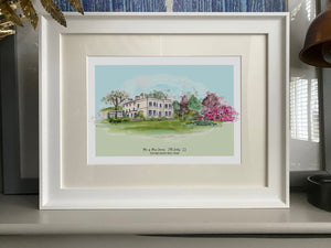 Personalised Deer Park Country House Giclee Art Print - Deer Park Country House Devon - Watercolour Art Print - Deer Park Wedding Venue Art