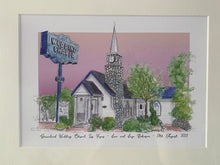 Personalised Graceland Wedding Chapel Giclee Print - Hand Drawn Illustration - Watercolor Graceland Wedding Chapel Art Print - Vegas Wedding