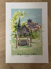 Little Church of the West Las Vegas Art Print - Little Church of The West Wedding Gift - Personalised Vegas Wedding Art Print - Giclee Print