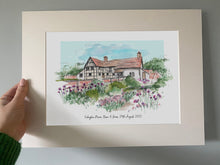 Eckington Manor Personalised Giclee Art Print - Watercolour - Made to Order - Eckington Manor Worcestershire - Wedding Venue Illustration
