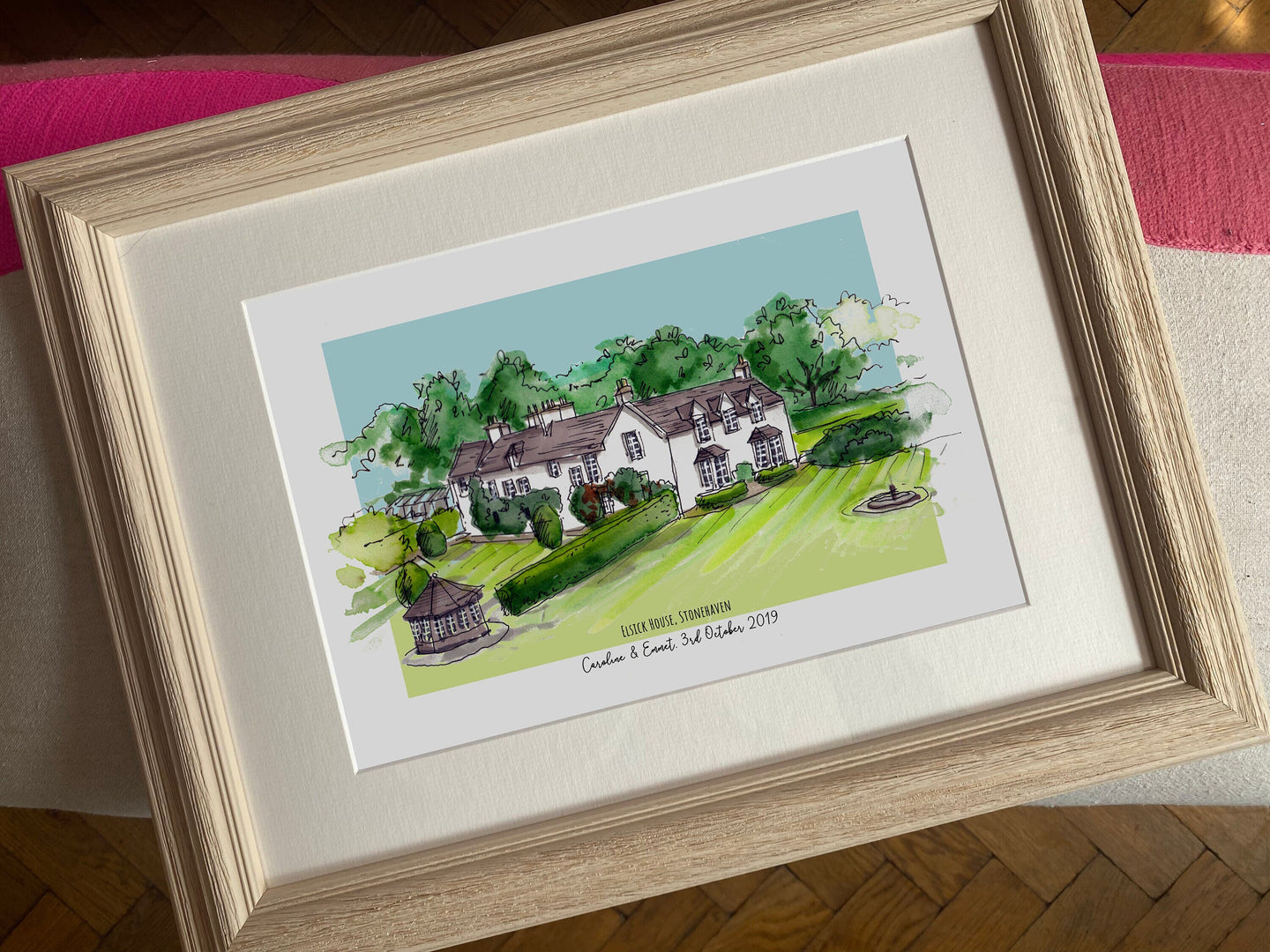 Elsick House Personalised Giclee Art Print - Made to Order - Elsick House Stonehaven Aberdeenshire - Wedding Venue Watercolour Illustration
