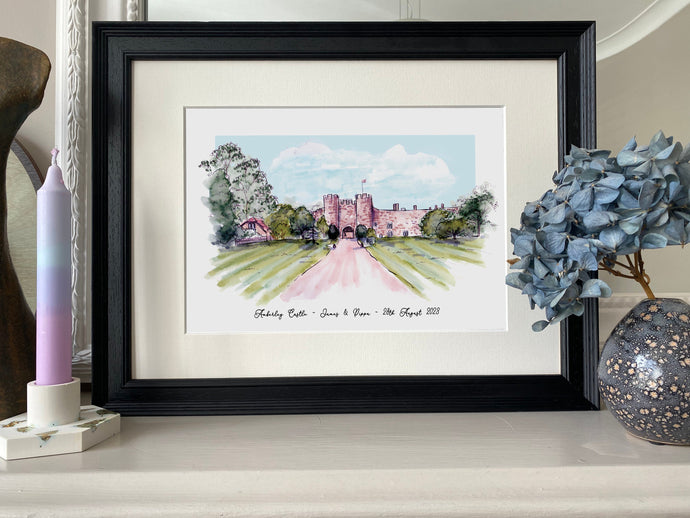 Amberley Castle Sussex and Grounds - Amberley Castle Wedding Print - Anniversary Gift - Amberley Castle Watercolour Giclee Print - Amberley