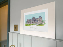 The Bowes Museum at Barnard Castle - Watercolour Giclee Art Print - Hand Drawn Illustration - The Bowes Museum Wedding Personalised Painting