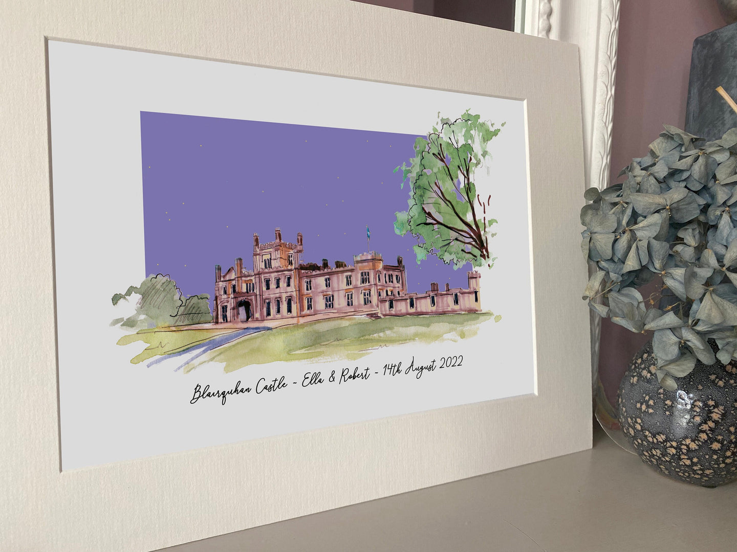 Blairquhan Castle Scotland Giclee Art Print - Personalised Blairquhan Castle Wedding Gift - Anniversary gift - Blairquhan Castle Watercolour
