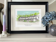 Personalised Burford Bridge Hotel Artwork - Surrey Wedding Print - Anniversary Gift - Burford Bridge Dorking Surrey Watercolour Giclee Print
