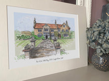 Crayke Manor York Giclee Art Print - York Illustration - Hand Drawn Wedding Venue Artwork - Personalised Watercolour Crayke Manor Painting