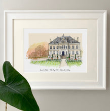 Château de la Valouze Art Print - Watercolour Hand Painted Château de la Valouze Print - Bordeaux Wedding Venue Print - Venue Illustration