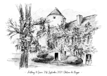 Château du Raysse Art Print - Watercolour Hand Painted Château du Raysse - Dordogne Wedding Venue Print - Chateau Wedding Venue Illustration