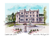 Crossbasket Castle Scotland Personalised Giclee Art Print - Crossbasket Castle Wedding Gift - Glasgow Wedding Art - Watercolour Illustration
