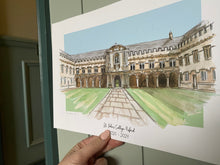 Personalised St John's College Oxford Giclee Art Print - Watercolour - Oxford England- Oxford University Gift -St John's College Wedding Art