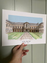 Personalised St John's College Oxford Giclee Art Print - Watercolour - Oxford England- Oxford University Gift -St John's College Wedding Art