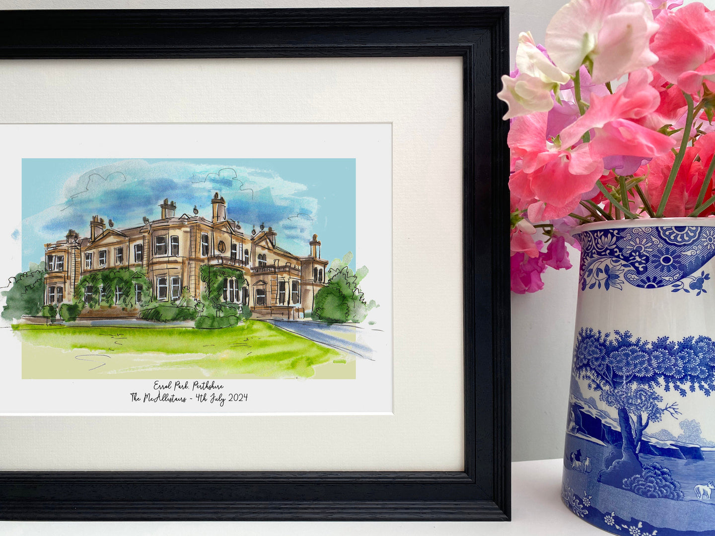 Errol Park, Perthshire Scotland Giclee Art Print - Errol Park Perthsire Watercolour - Personalised Errol Park Wedding Anniversary - Wall Art