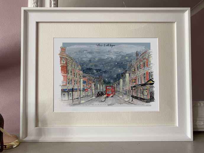 Personalised Clapham Junction Giclee Art Print - Clapham Junction SW London - Made to Order - Clapham Junction Artwork - Battersea Print
