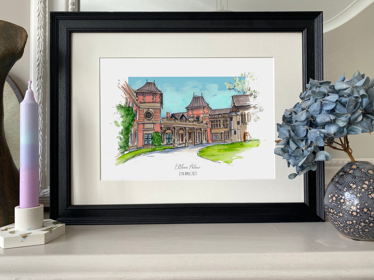 Personalised Eltham Palace Giclee Print - Eltham Palace Art - Eltham Palace London - English Heritage Palace Art- Watercolour Illustration