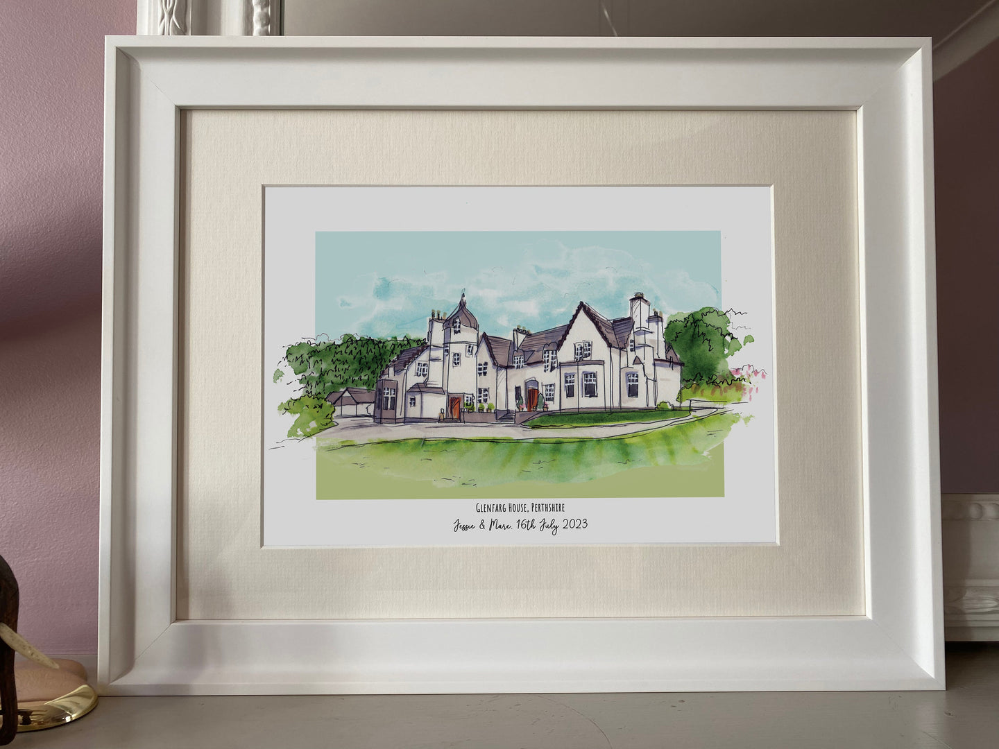 Glenfarg House Scotland Giclee Art Print - Personalised Glenfarg House Wedding Gift - Anniversary gift - Perthshire Watercolour Wall Art