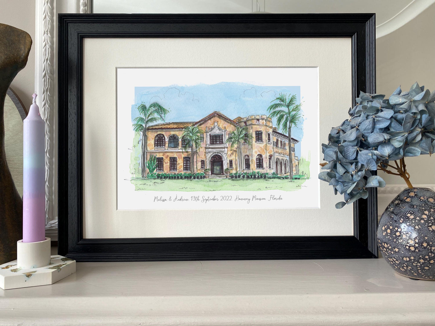 Personalised Howey Mansion Giclee Art Print - Florida Wedding Print - Howey-in-the-Hills Art Print - Howey Mansion Florida Engagement Gift