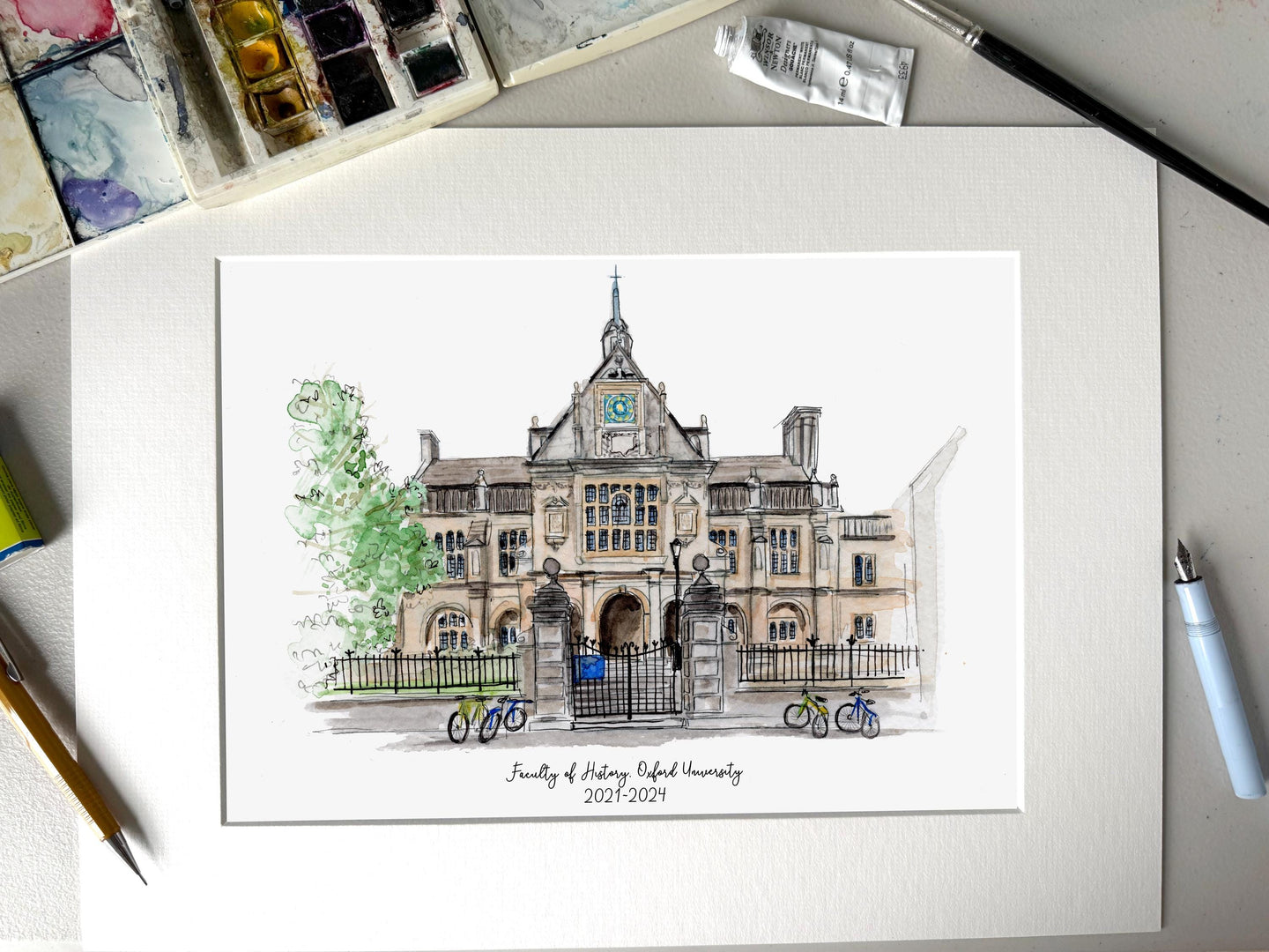 Faculty of History - Oxford University Giclee Art Print - Watercolour - Oxford England- Oxford University Gift - Faculty of History Graduate