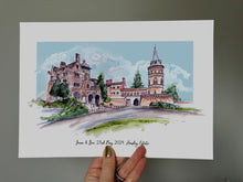 Personalised Horsley Towers Giclee Art Print - Horsley Estate Hand Drawn Illustration - Horsley Towers Wedding Gift - Wedding Venue Artwork