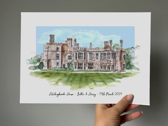 Hitchingbrooke House Personalised Giclee Art Print - Watercolour Hitchingbrooke House School Illustration - Hitchingbrooke Cambridgeshire