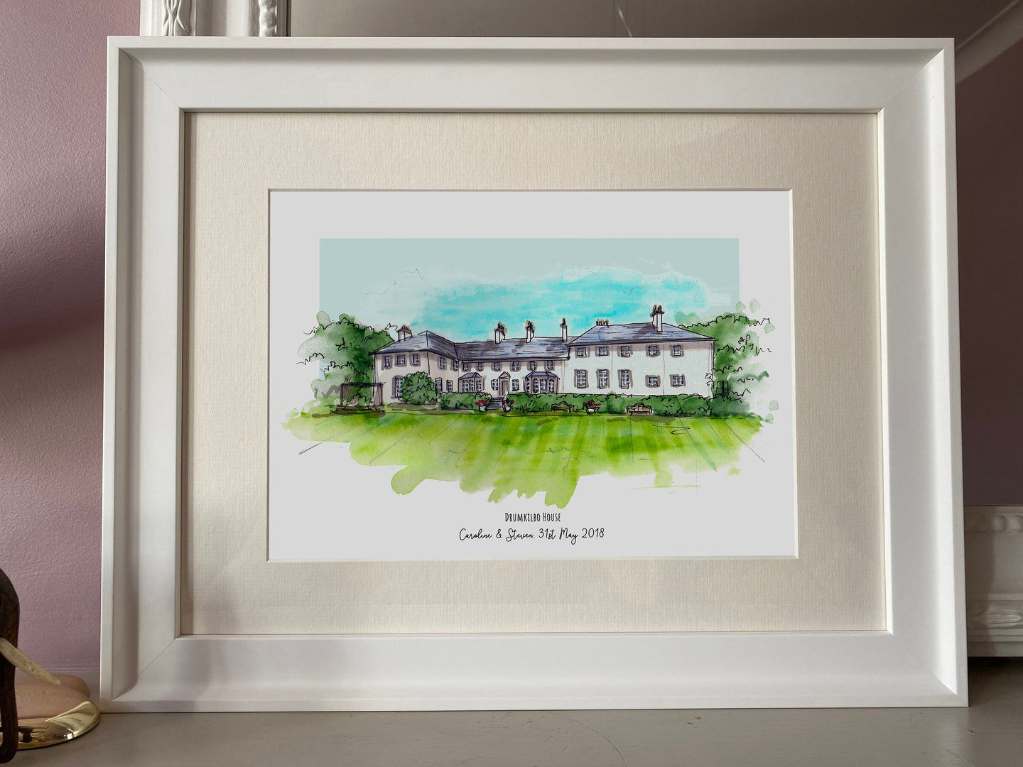 Drumkilbo House Scotland Personalised Giclee Art Print - Drumkilbo House Scotland Wedding Anniversary Gift - Watercolour Venue Illustration