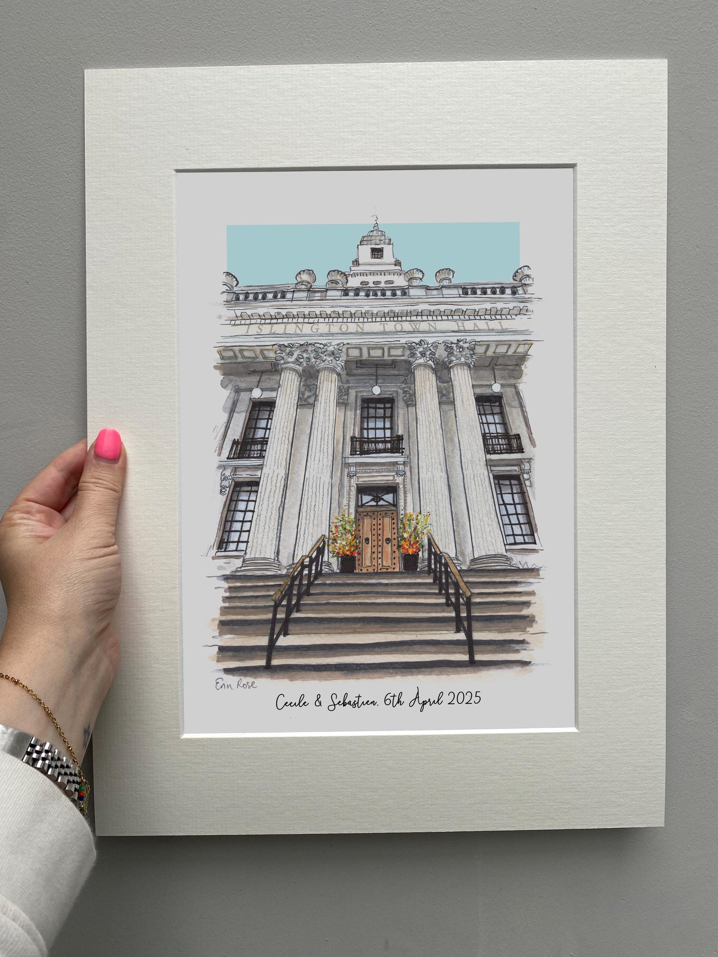 Personalised Islington Town Hall Giclee Art Print - Hand Painted Portrait - Made to Order - Islington Town Hall - Venue Illustration Artwork