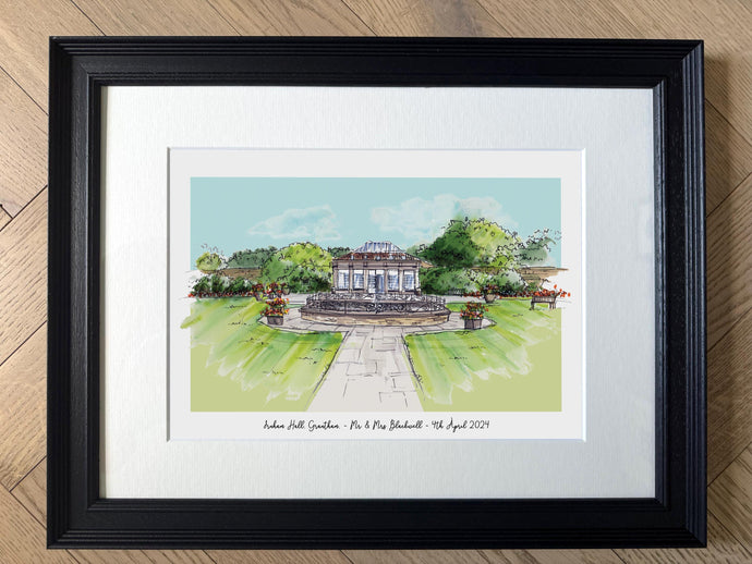 Personalised Irnham Hall Giclee Art Print - Hand Drawn Print - Made to Order - Irnham Hall Venue Illustration - Irnham Summer House Artwork