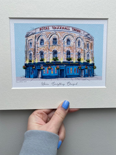Personalised Royal Vauxhall Tavern Print - Hand Drawn Royal Vauxhall Tavern Illustration - Royal Vauxhall Tavern London Building Wall Art