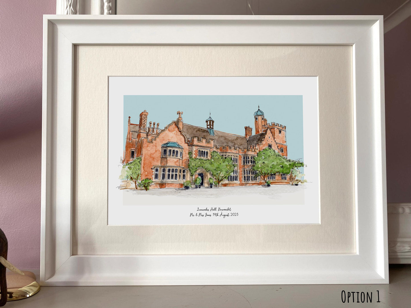 Personalised Lanwades Hall Giclee Art Print - Lanwades Hall Wedding Print - Watercolour Anniversary Gift - Lanwades Hall - Paper Anniversary
