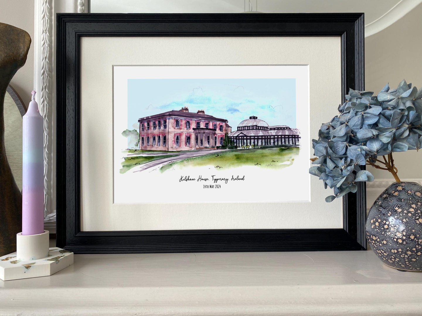 Personalised Kilshane House Ireland Giclee Art Print - Wedding Venue Art - Kilshane House Wedding Present - Watercolour Anniversary Painting